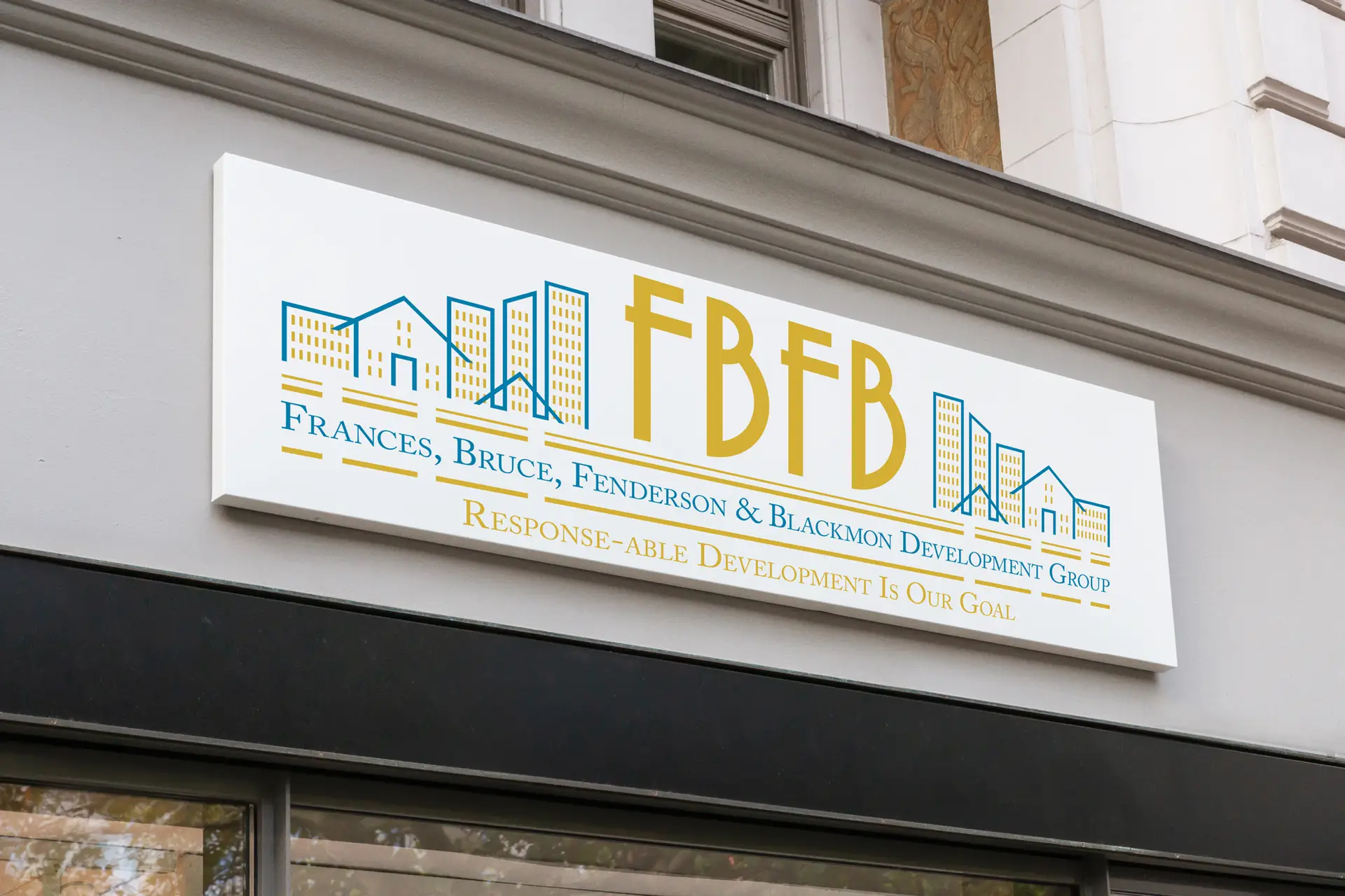 FB FB Logo design on building sign