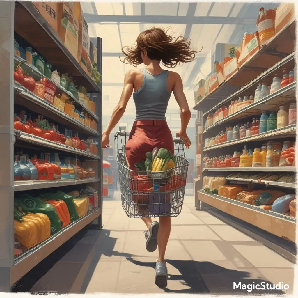 AI created image of woman grocery shopping