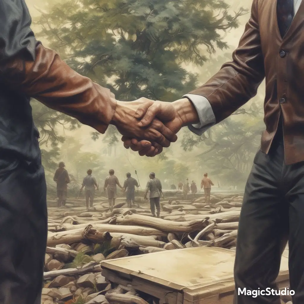 AI image of two people shaking hands, both with too many fingers