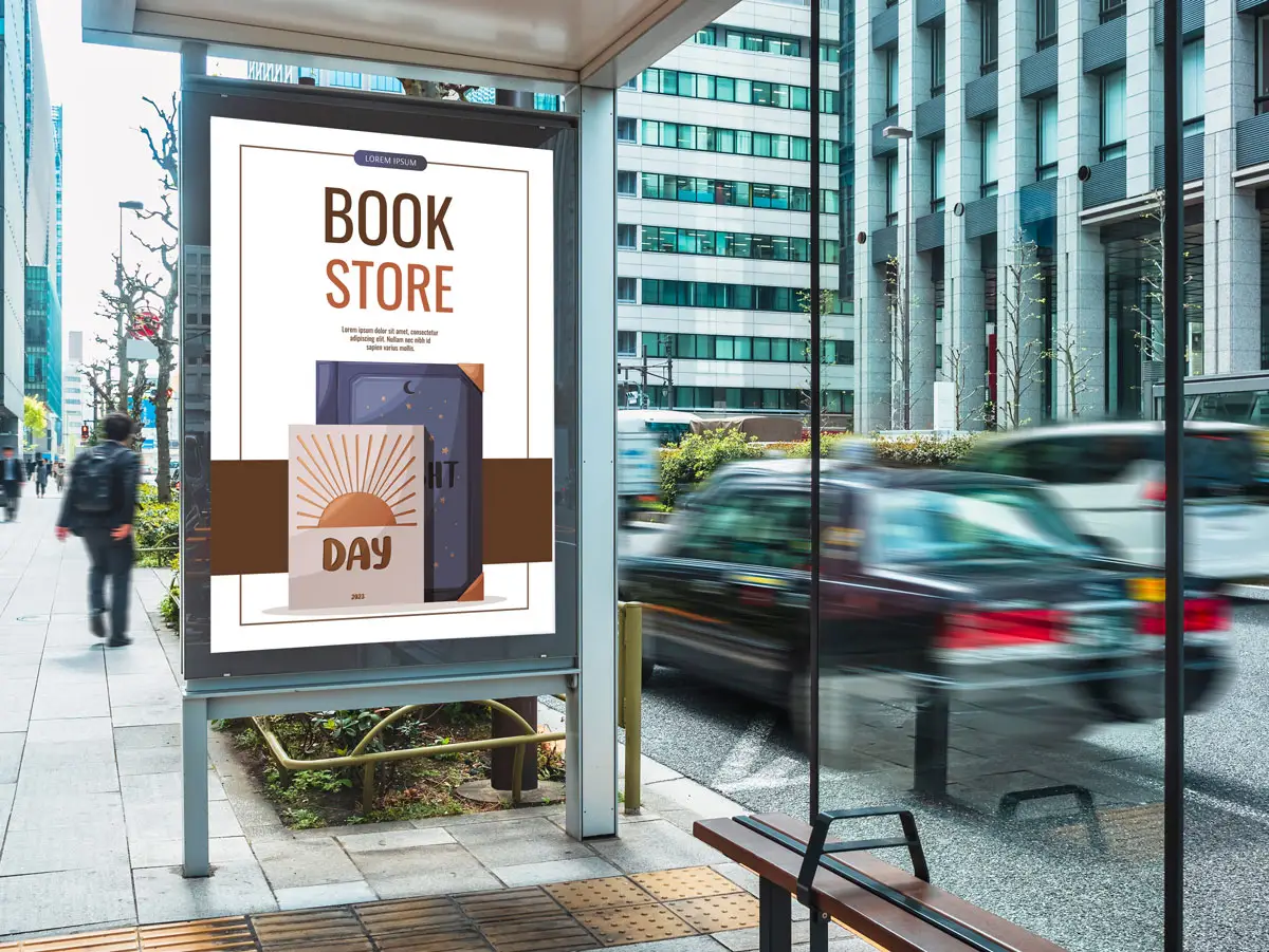 Generic ad at a bus stop