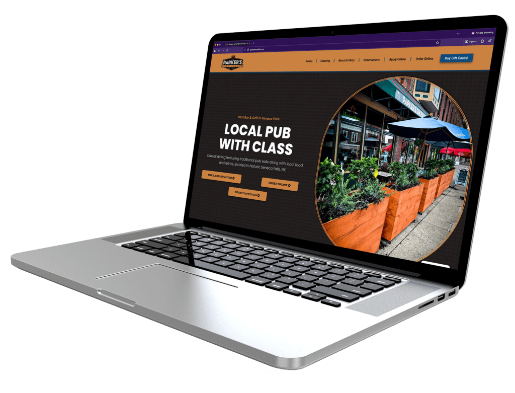 Parkers on Fall bar and grill website mockup