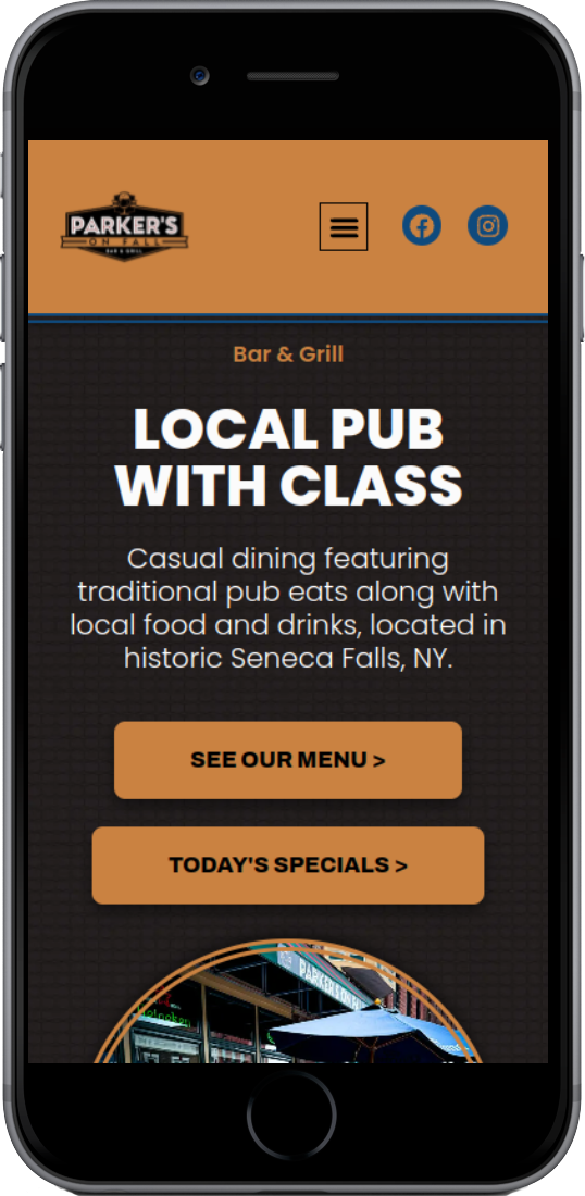 Parker’s on Fall custom mobile website design