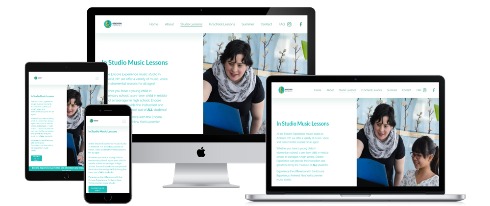 Encore Experience music studio mobile web design
