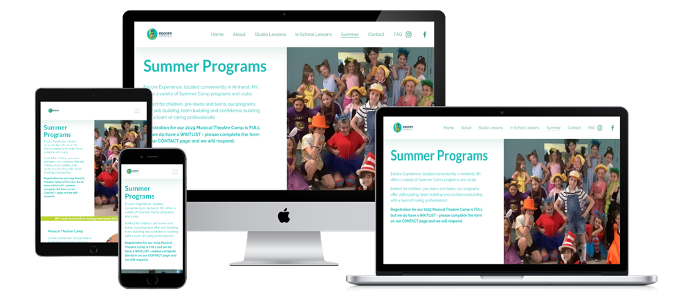 Encore Experience music studio website design