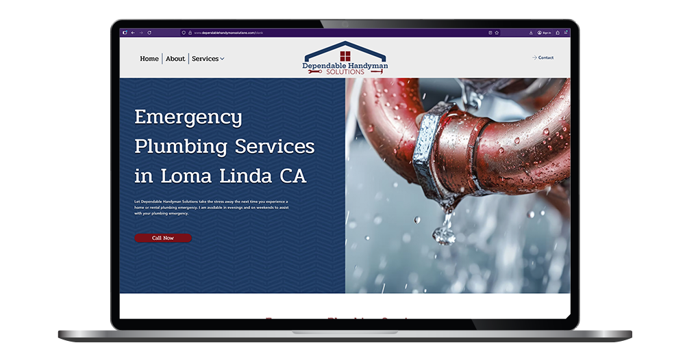 handyman website design on laptop