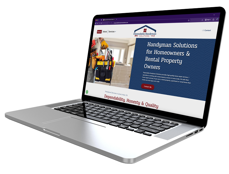Dependable Handyman website on laptop