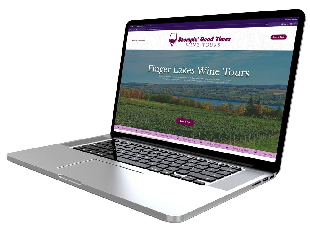 Stompin Good Times wine tour website rebrand